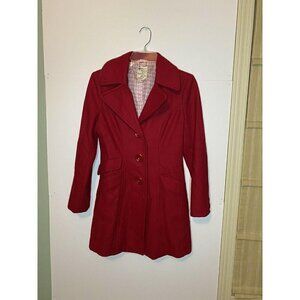 TULLE Red Wool Blend Big Button Coat XS